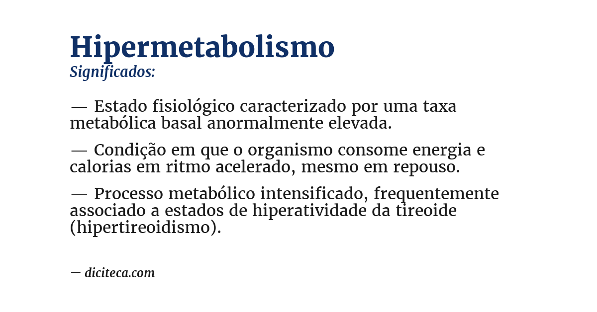 Significado de hipermetabolismo