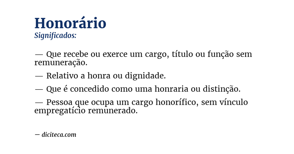 Significado de honorário