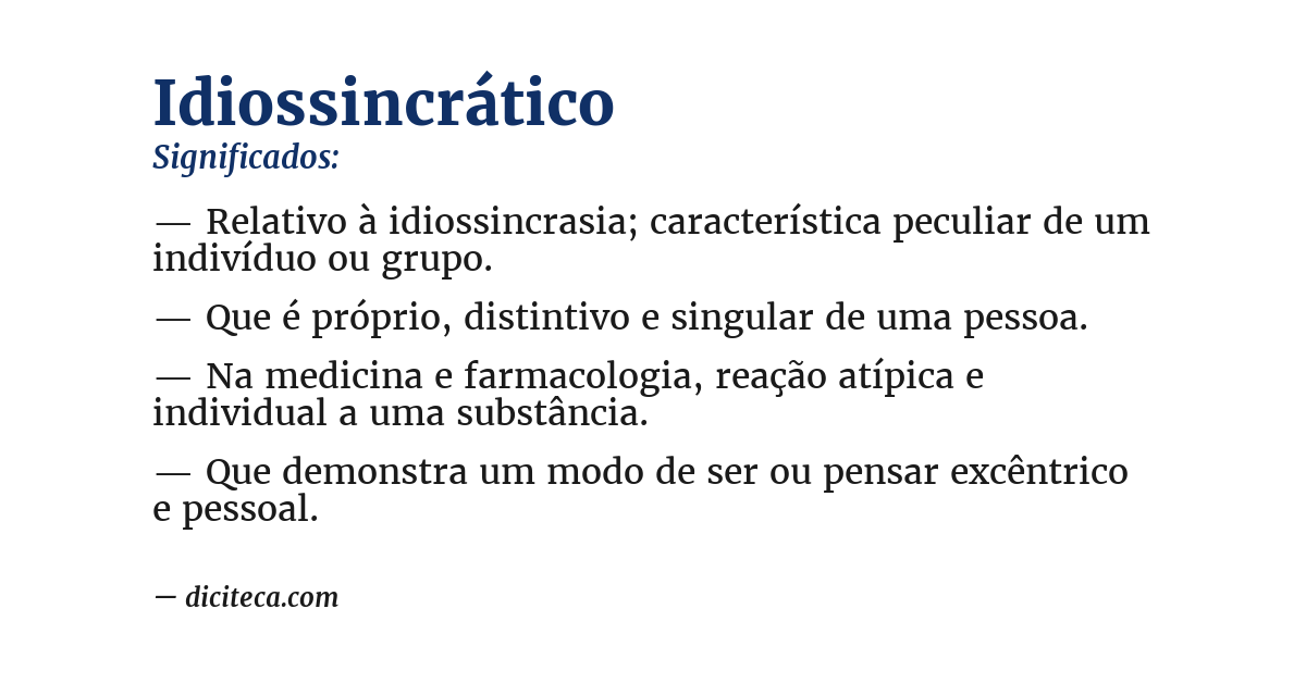 Significado de idiossincrático