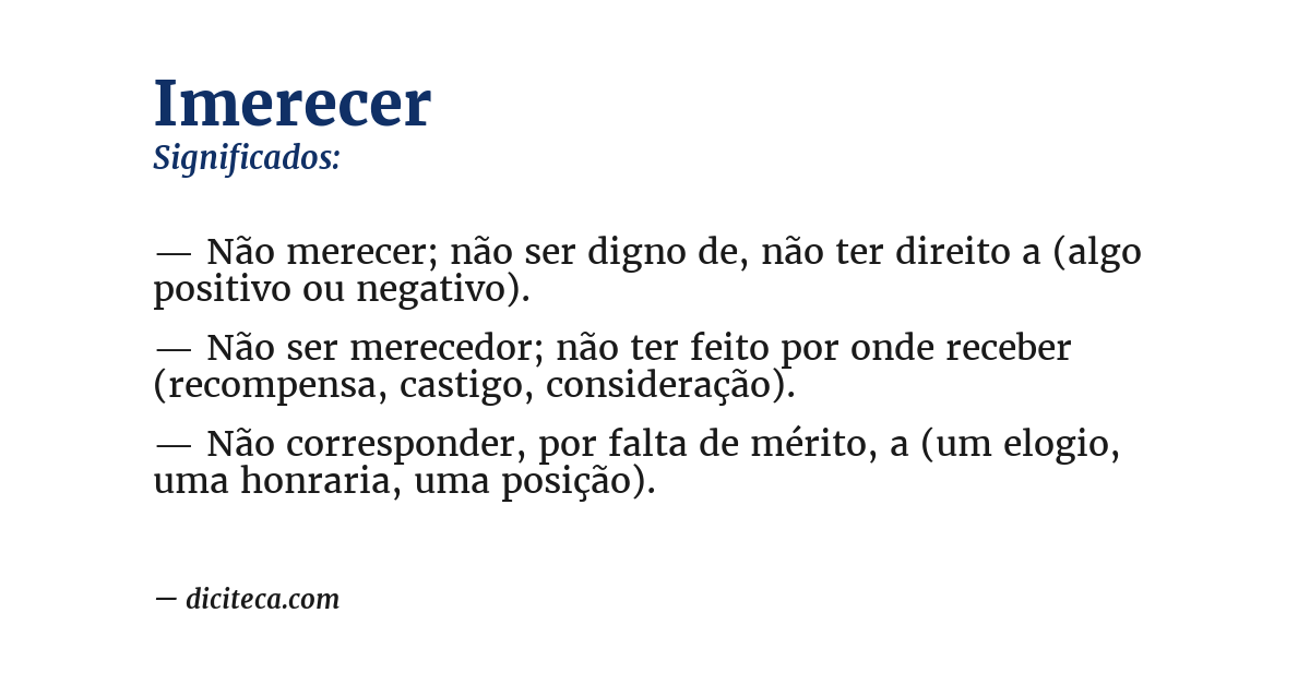 Significado de imerecer