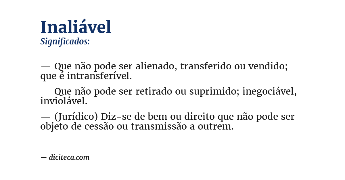Significado de inaliável