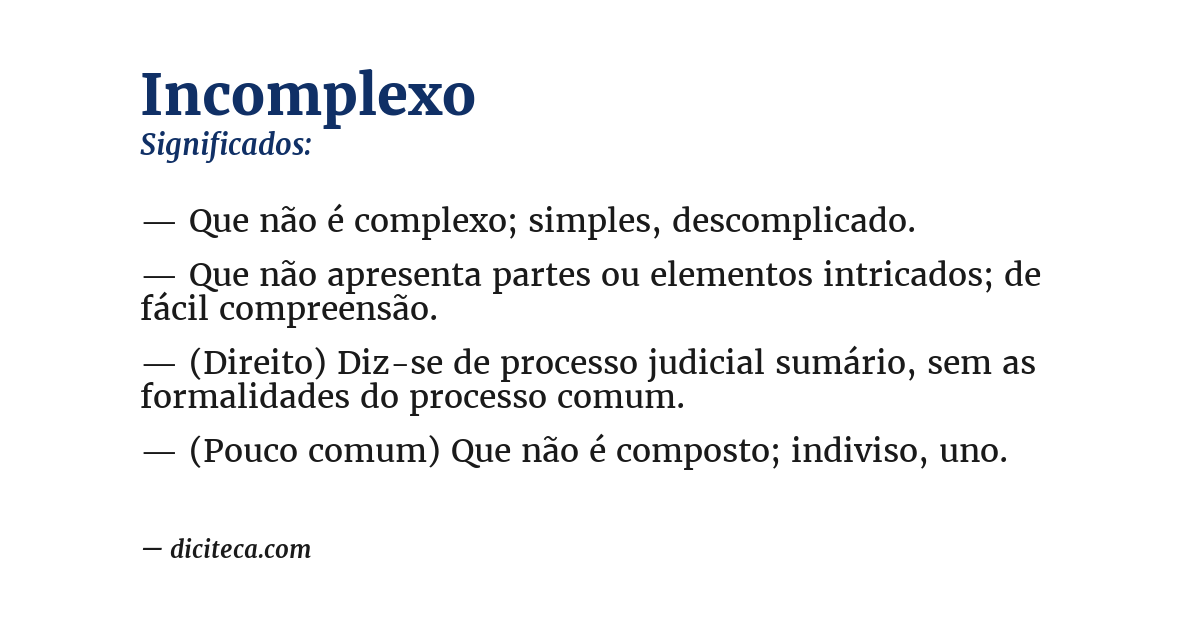 Significado de incomplexo