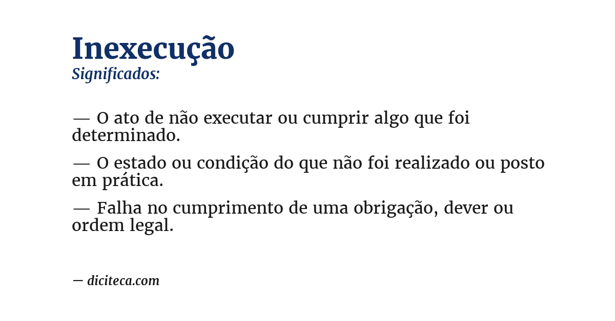 Significado de inexecução