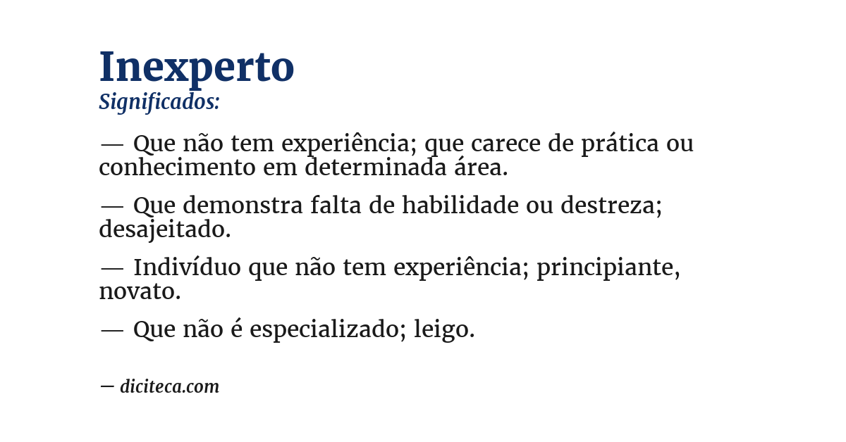 Significado de inexperto