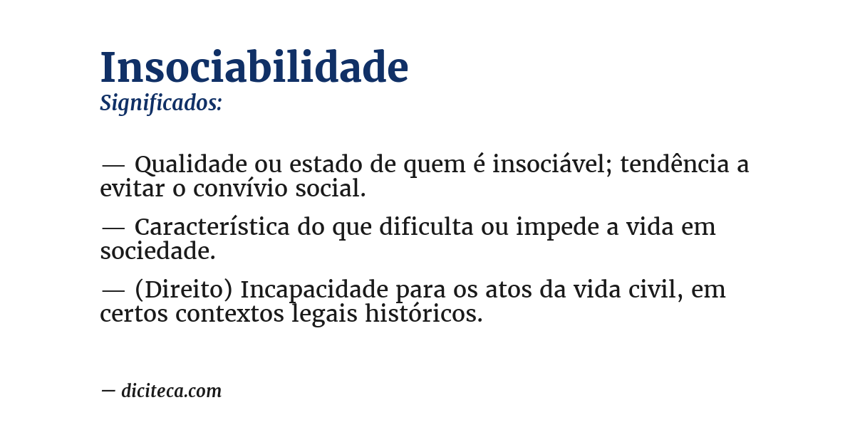 Significado de insociabilidade