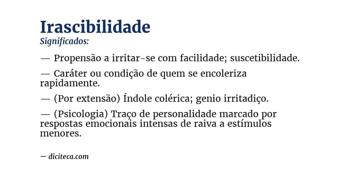 Significado de irascibilidade