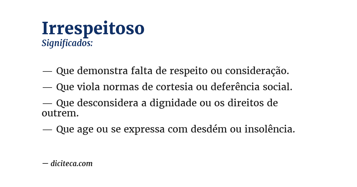 Significado de irrespeitoso