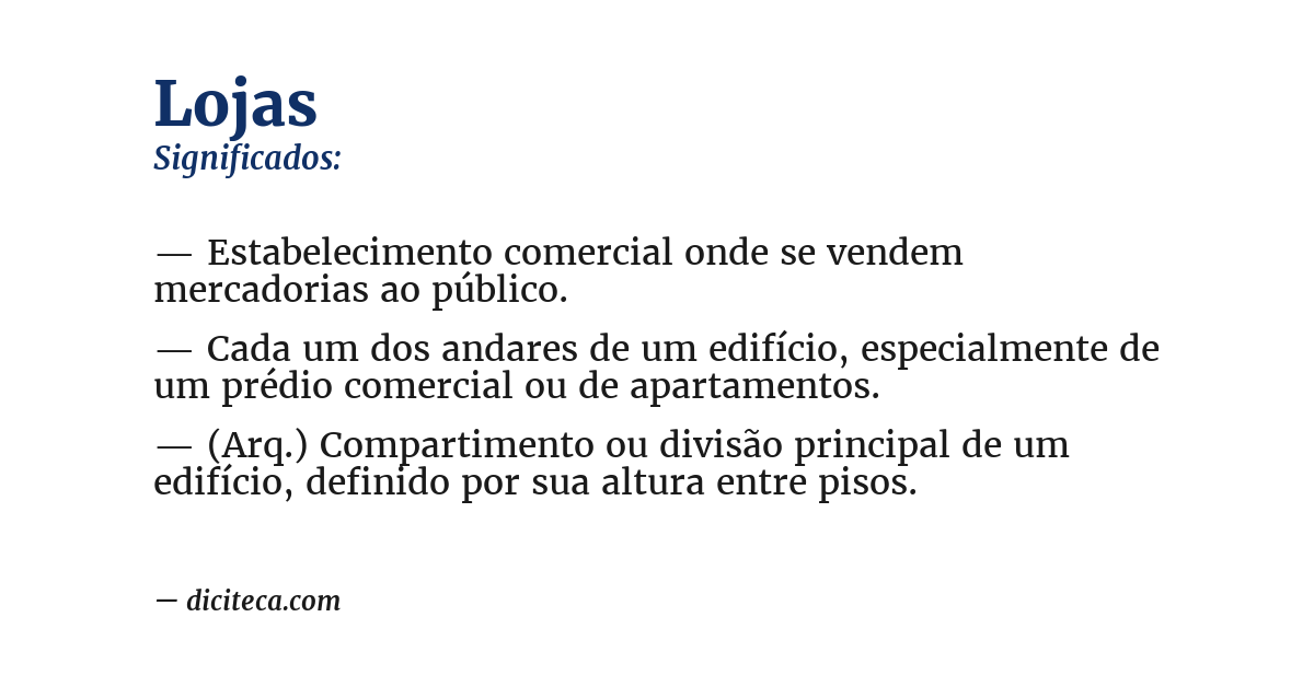 Significado de lojas
