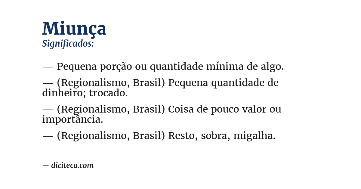 Significado de miunça