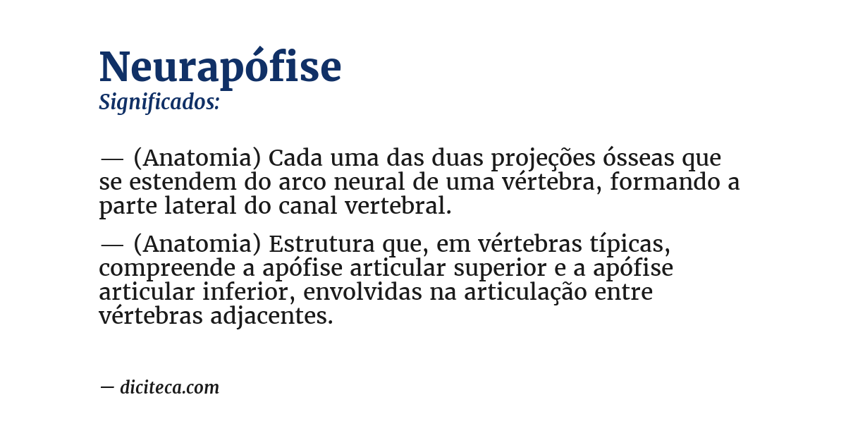 Significado de neurapófise