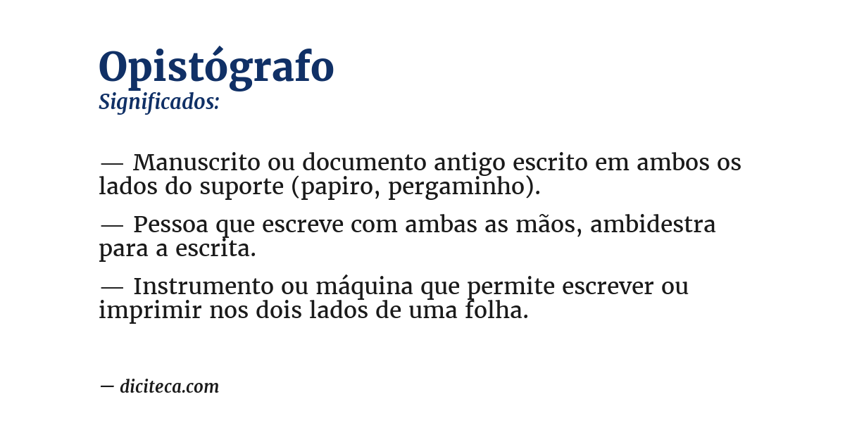 Significado de opistógrafo