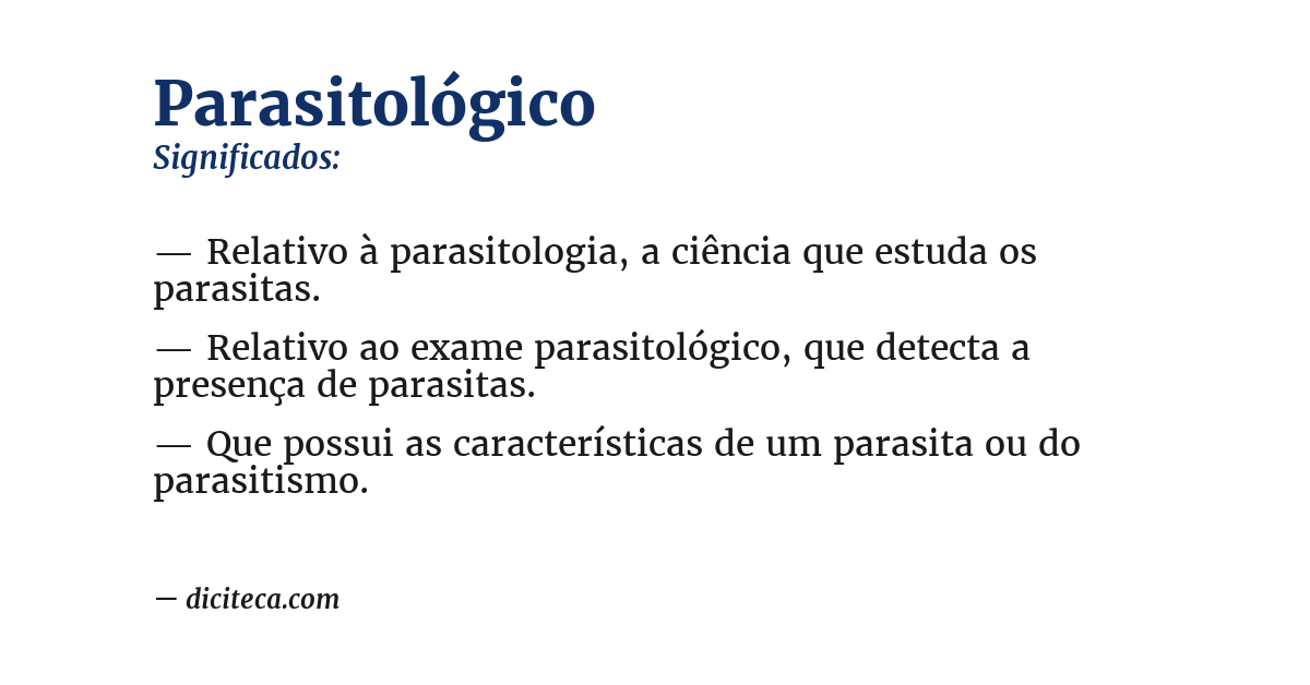 Significado de parasitológico