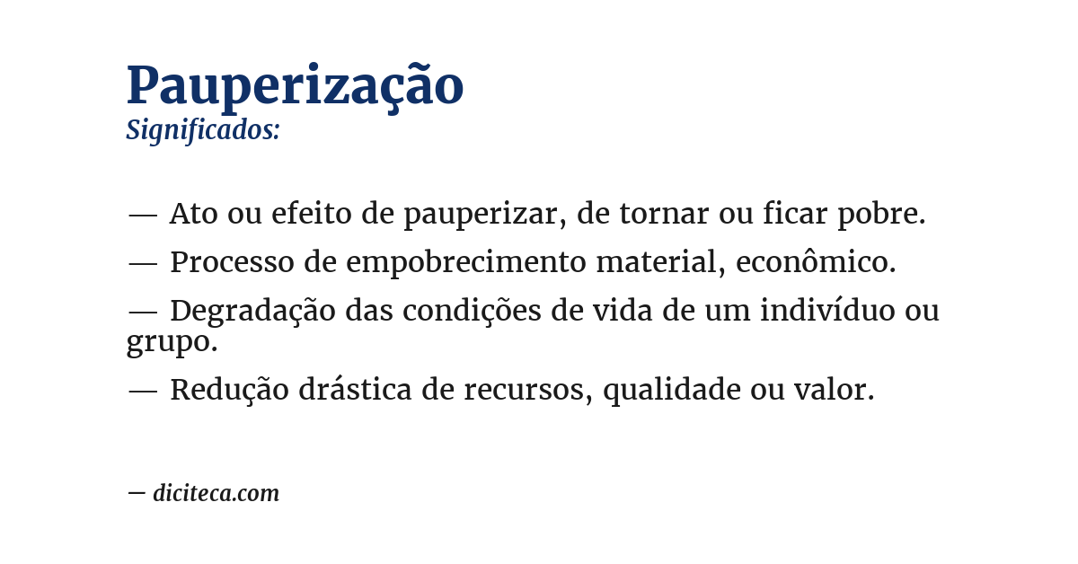 Significado de pauperização