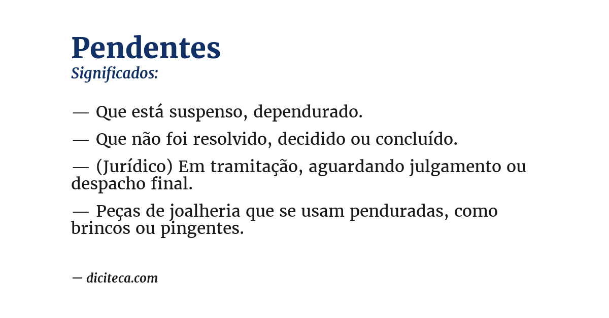 Significado de pendentes