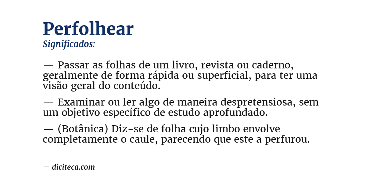 Significado de perfolhear