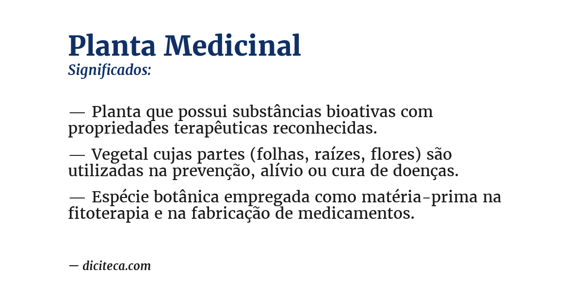 Significado de planta medicinal