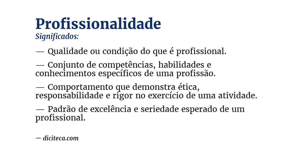 Significado de profissionalidade