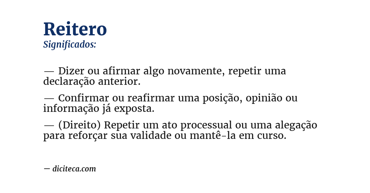 Significado de reitero