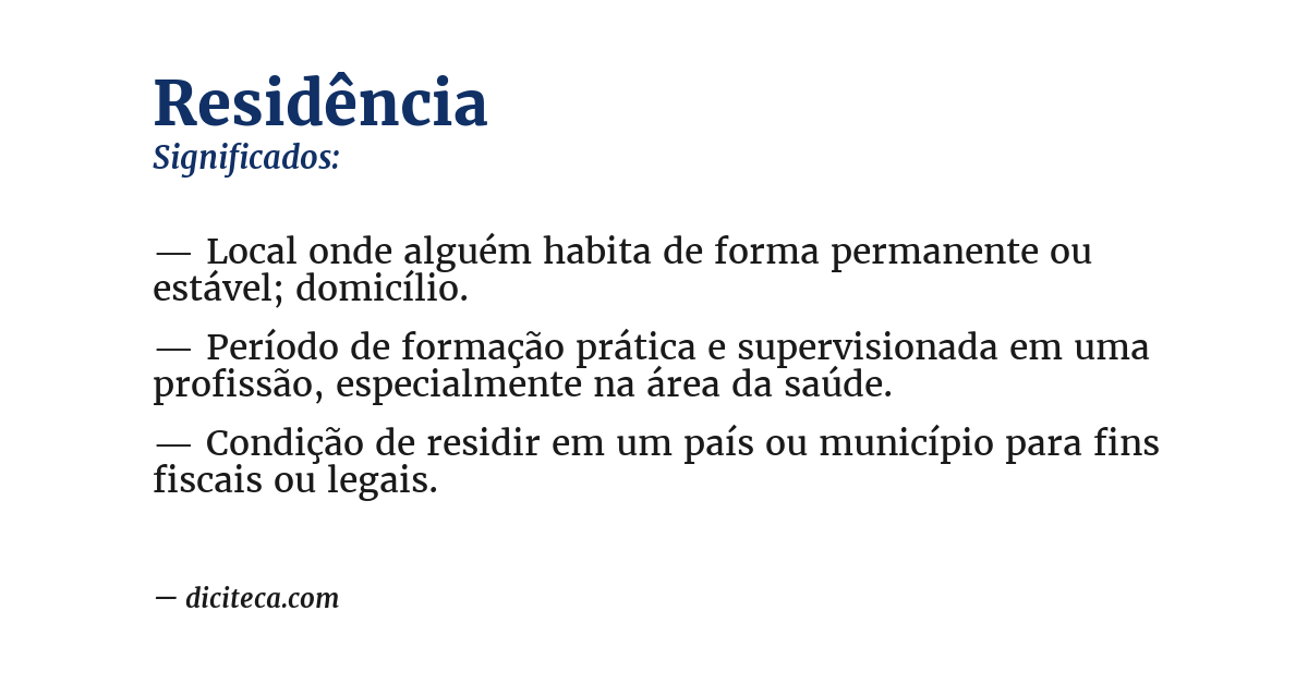Significado de residência
