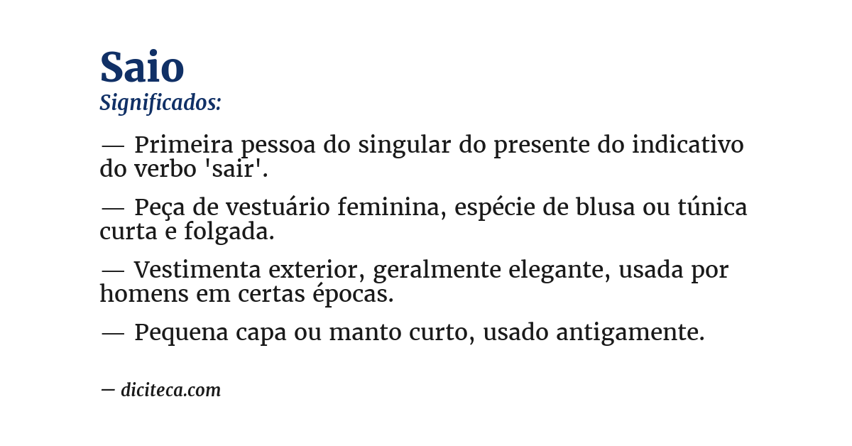 Significado de saio