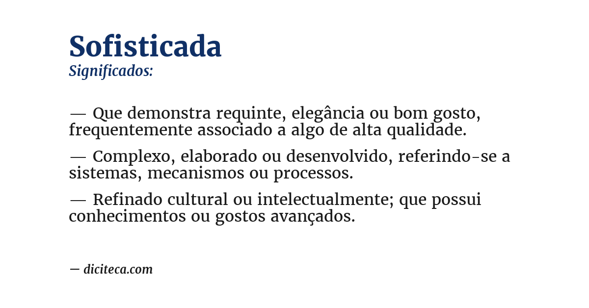 Significado de sofisticada