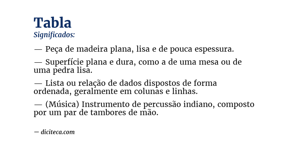 Significado de tabla