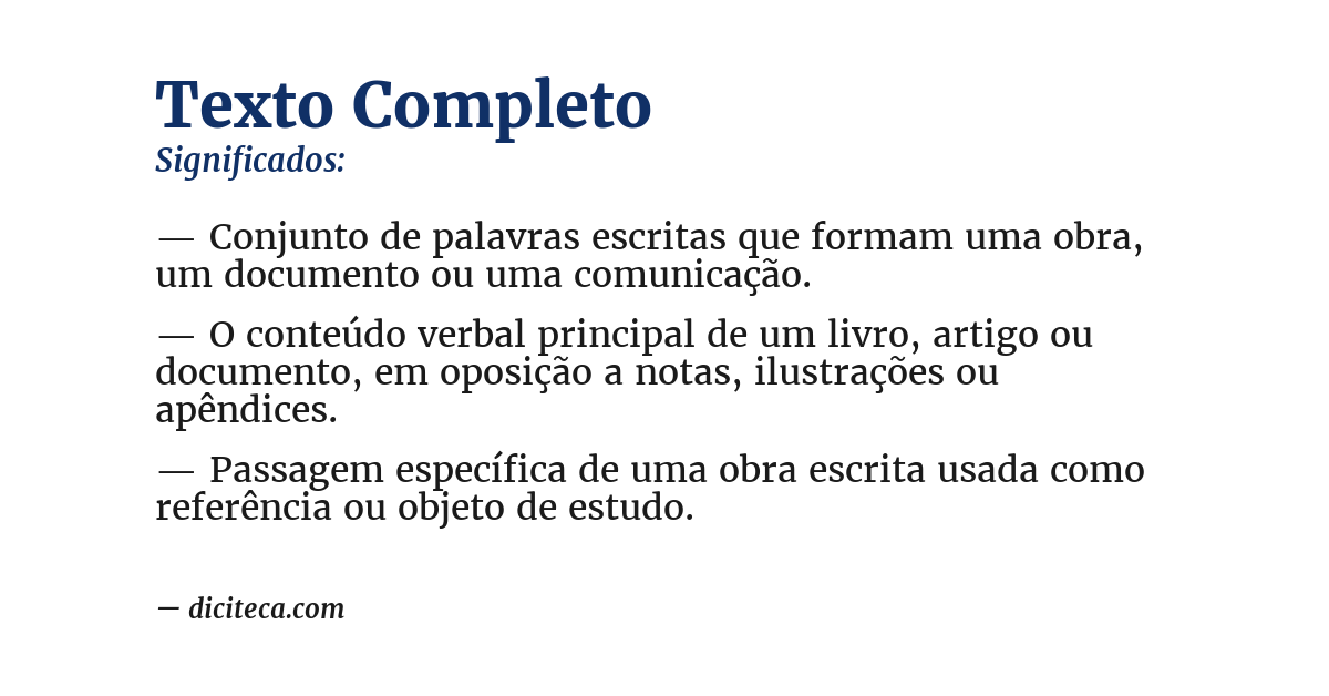 Significado de texto completo