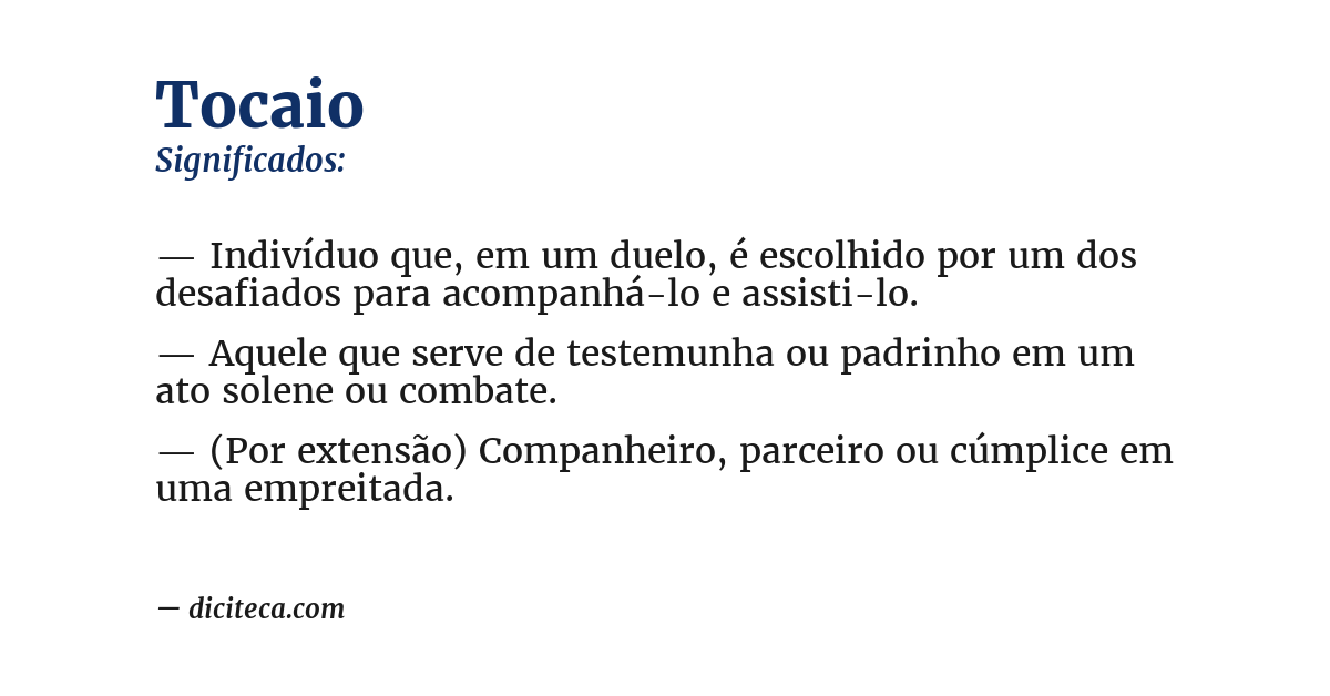 Significado de tocaio