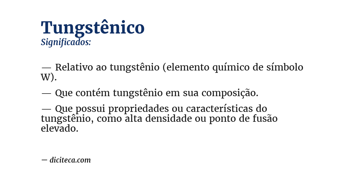 Significado de tungstênico