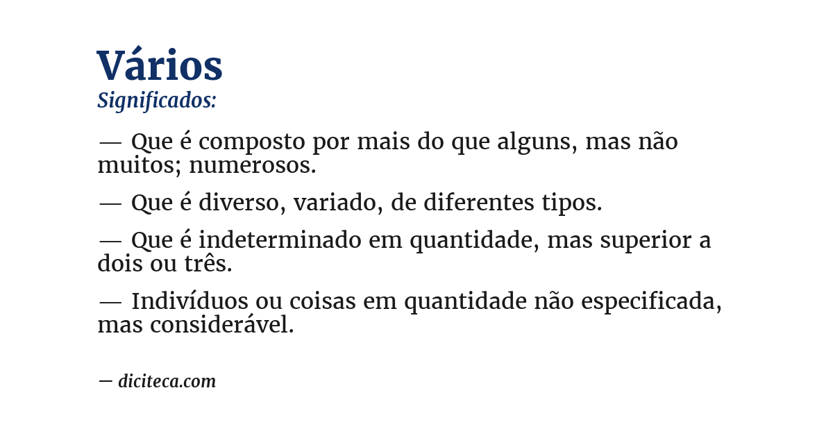 Significado de vários
