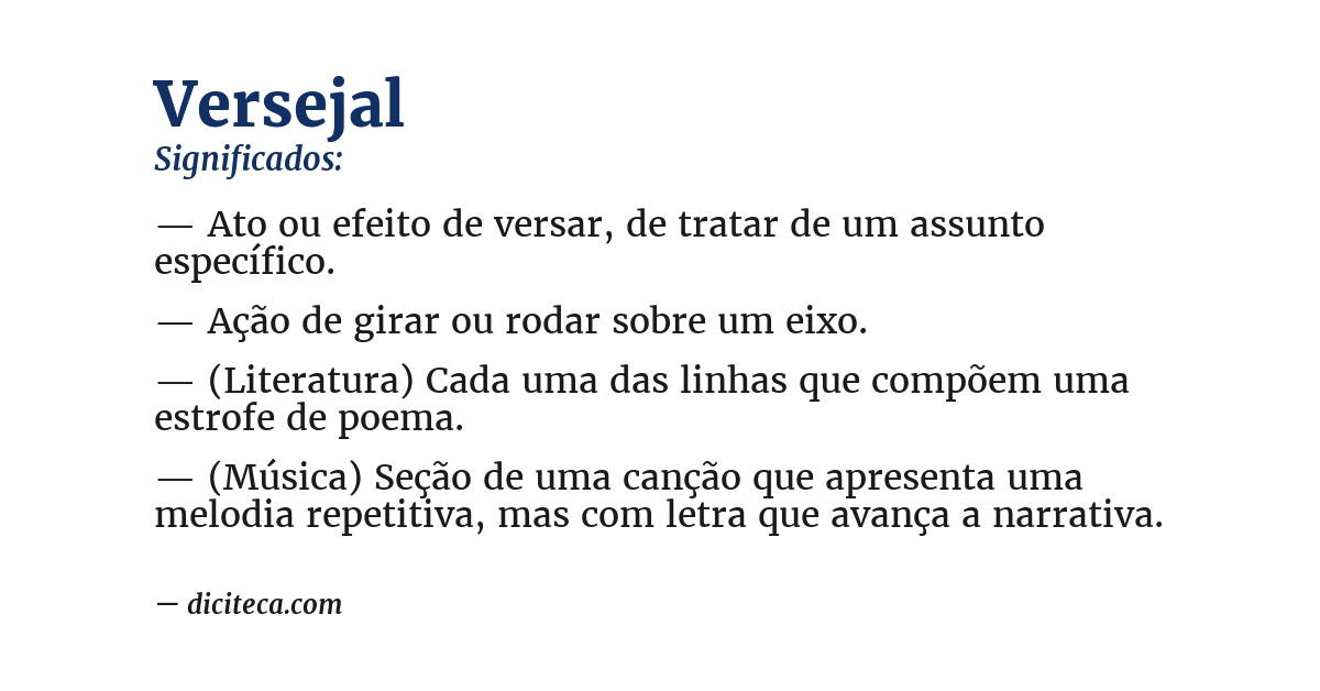 Significado de versejal