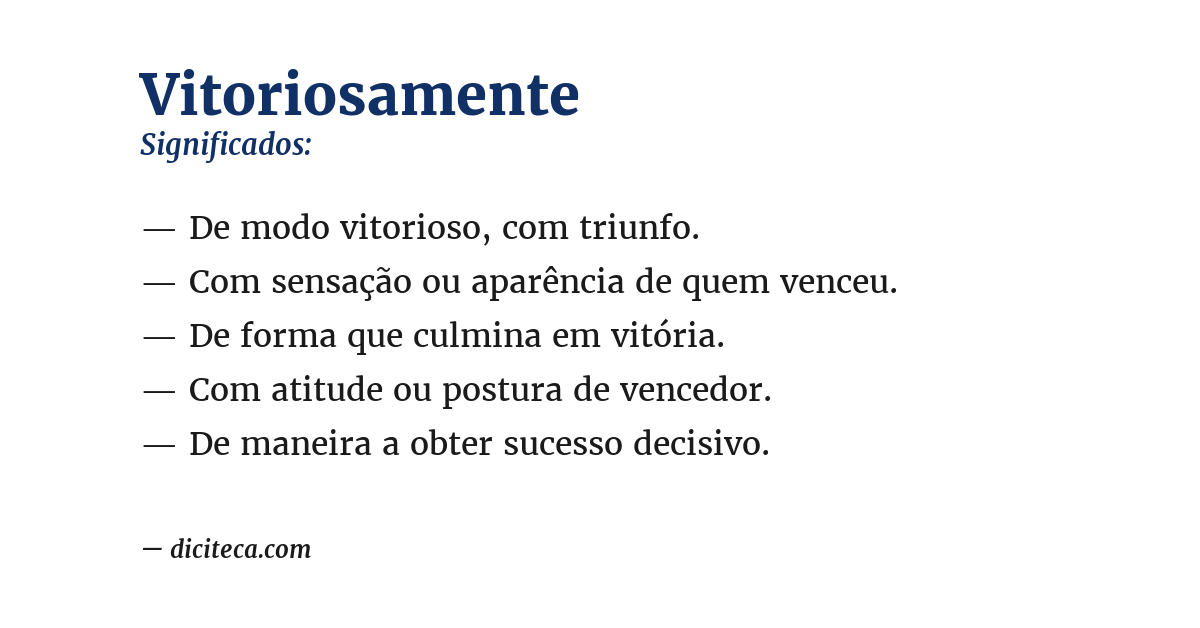 Significado de vitoriosamente