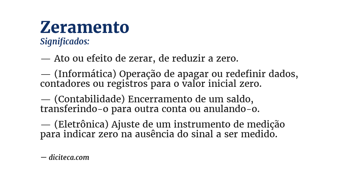 Significado de zeramento