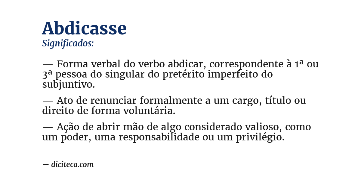 Significado de abdicasse