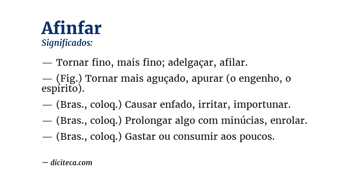 Significado de afinfar