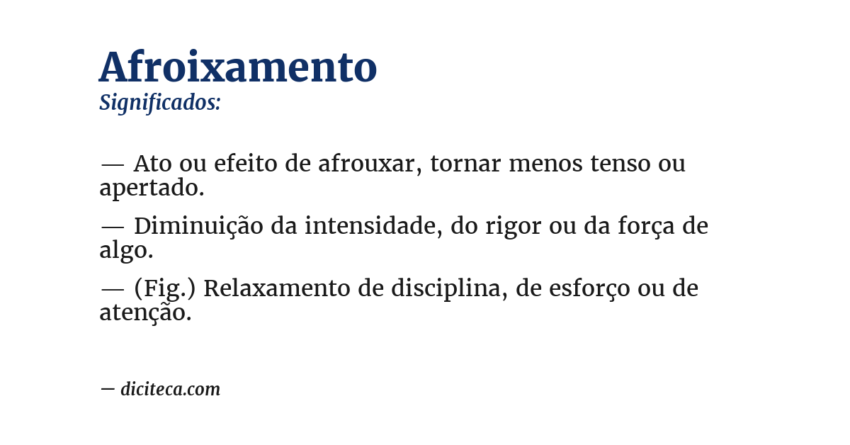 Significado de afroixamento