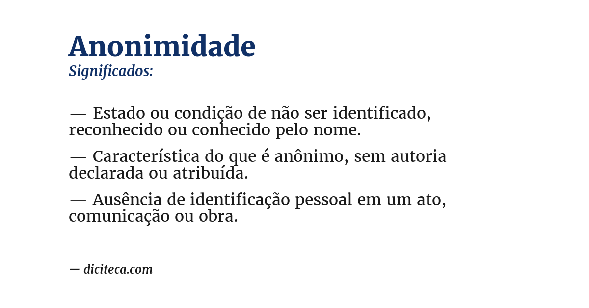 Significado de anonimidade