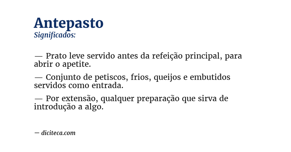 Significado de antepasto
