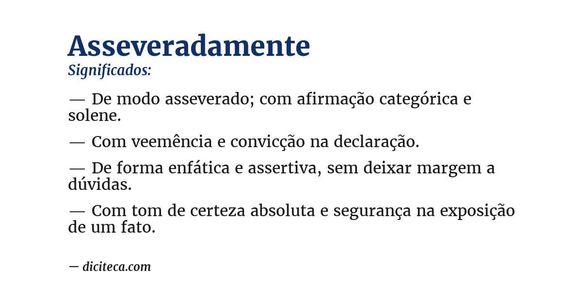 Significado de asseveradamente