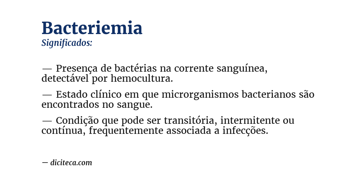 Significado de bacteriemia