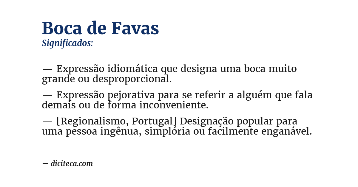 Significado de boca de favas