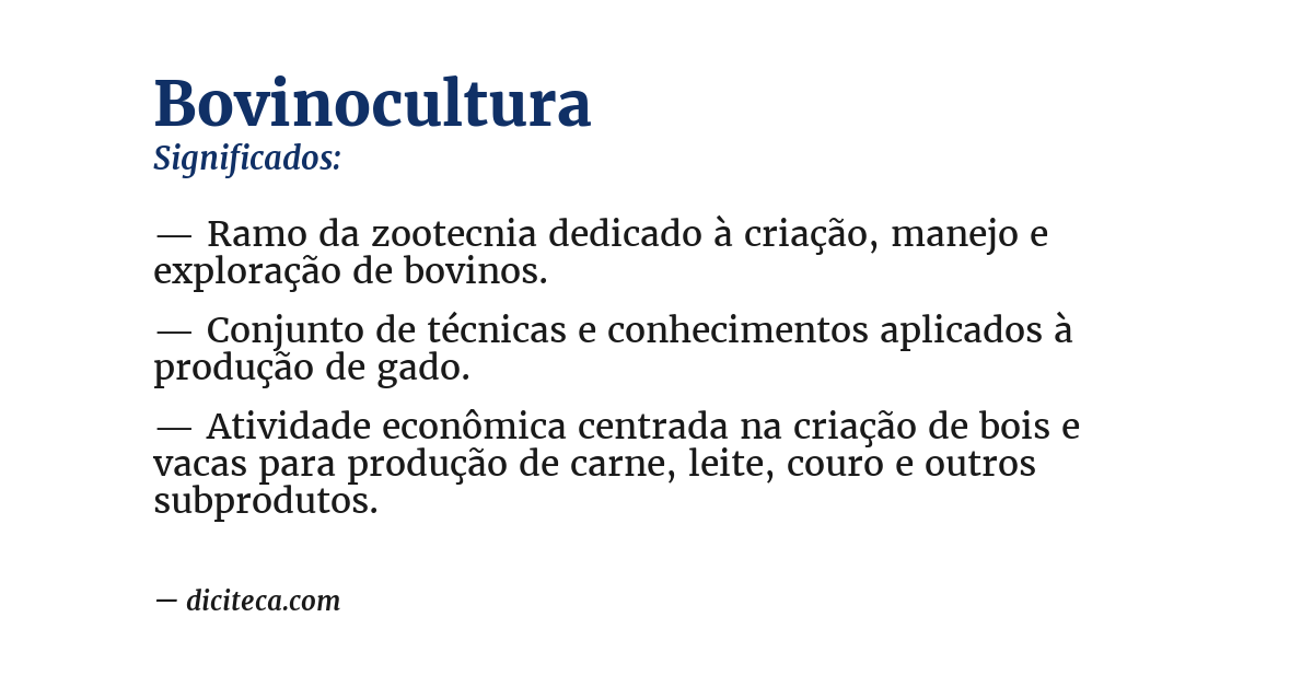 Significado de bovinocultura