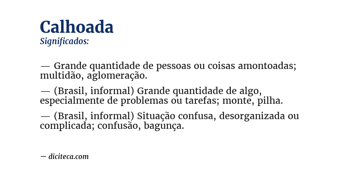 Significado de calhoada