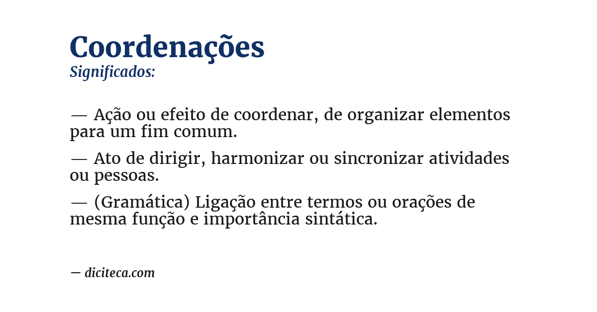 Significado de coordenações