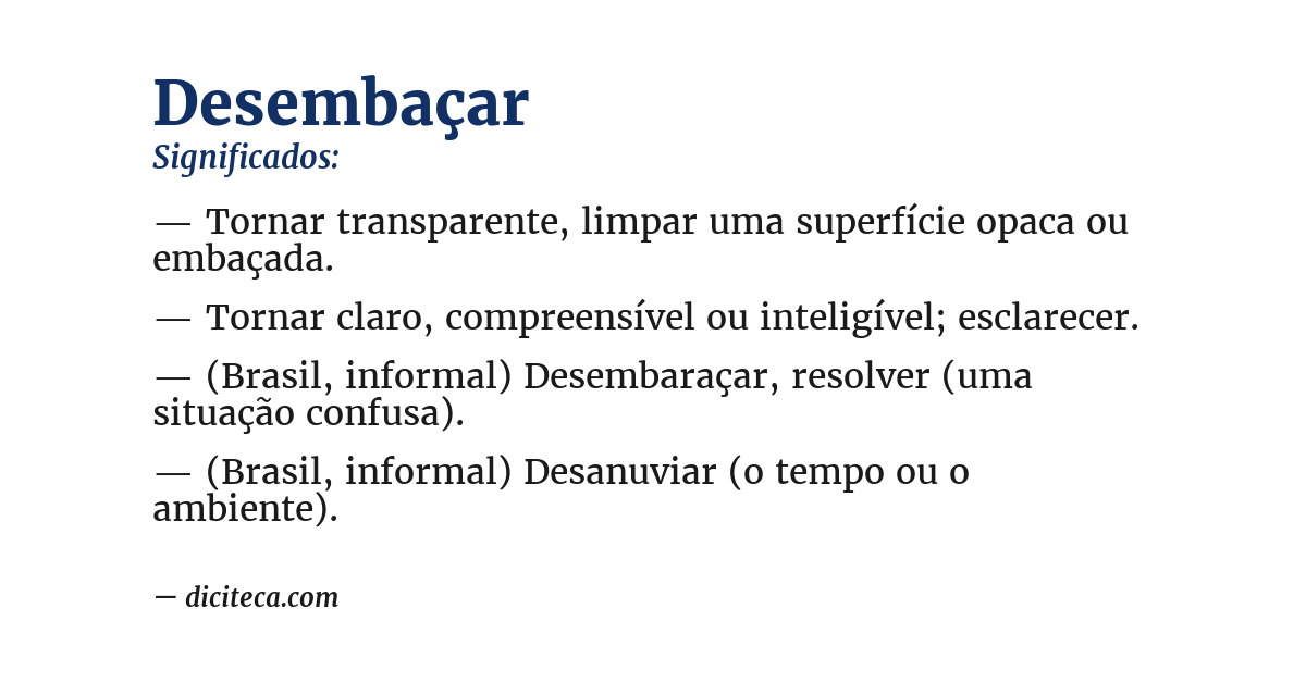 Significado de desembaçar