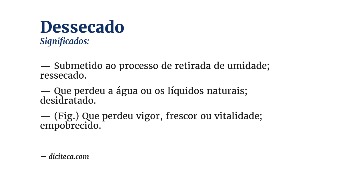 Significado de dessecado