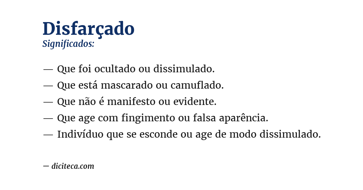 Significado de disfarçado