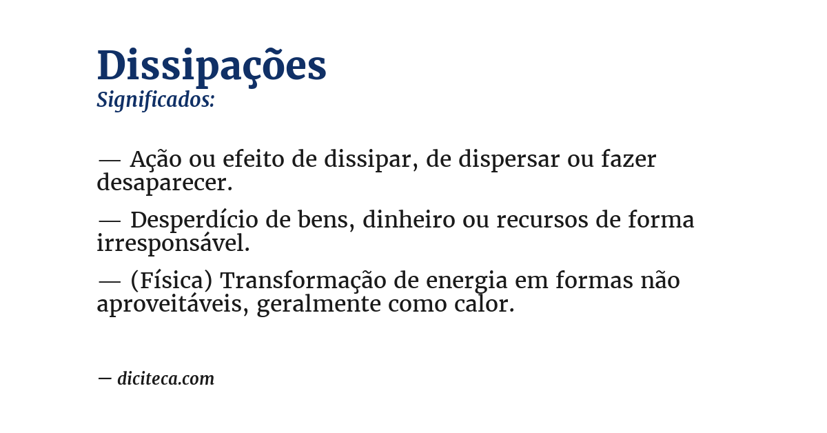 Significado de dissipações