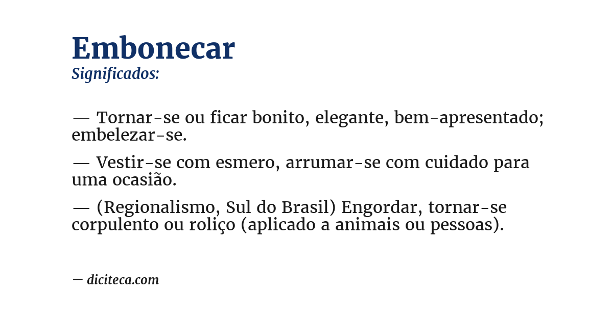Significado de embonecar