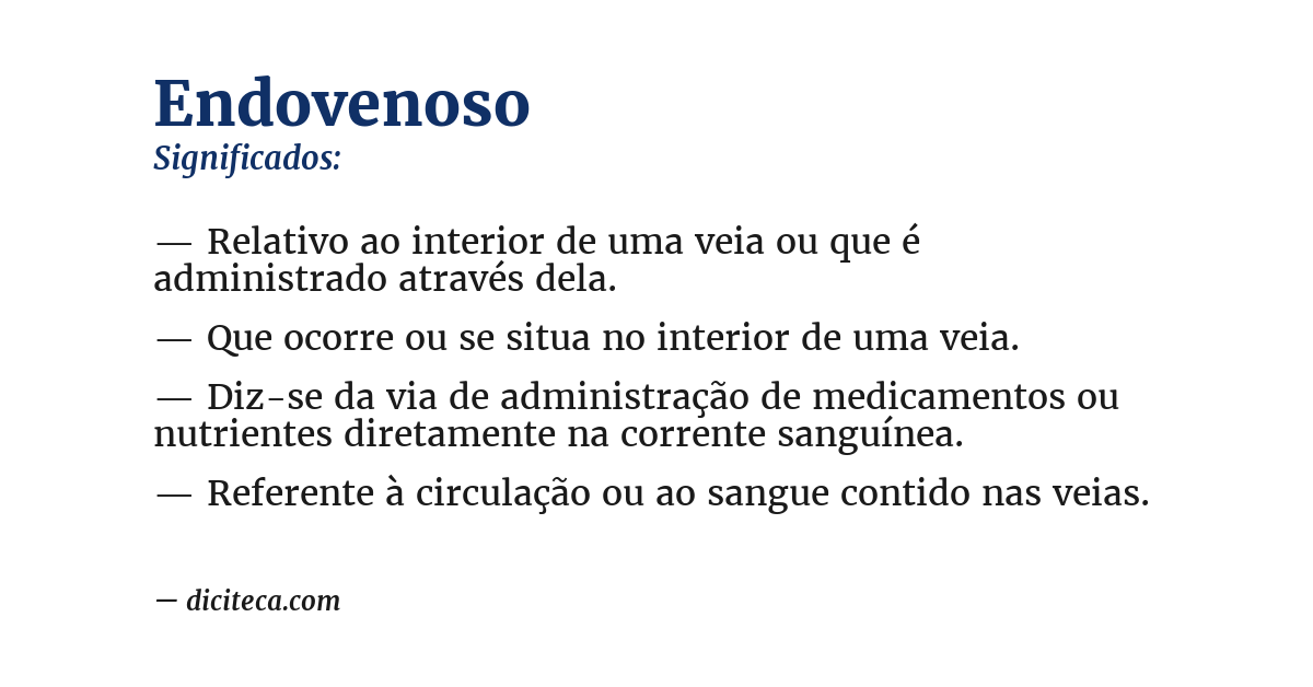 Significado de endovenoso